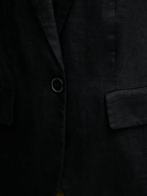 Sisley marynarka lniana kolor czarny jednorzędowa gładka