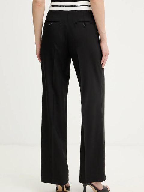 Karl Lagerfeld spodnie z dodatkiem wełny BW ESSENTIAL damskie kolor czarny proste high waist B1W10002