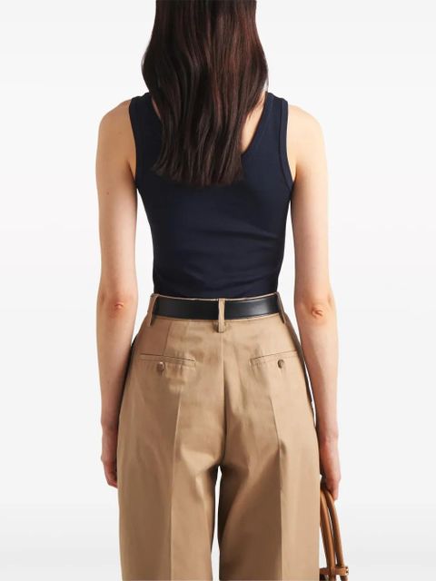 Prada enamel-triangle cotton top - Blue