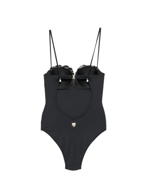 TWINSET floral-embroidered swimsuit - Black