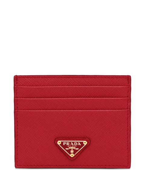Prada triangle-logo saffiano leather card holder - Red - zdjęcie produktu nr 1