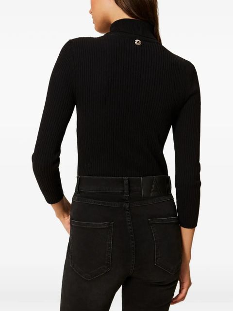 TWINSET turtle-neck brooch sweater - Black