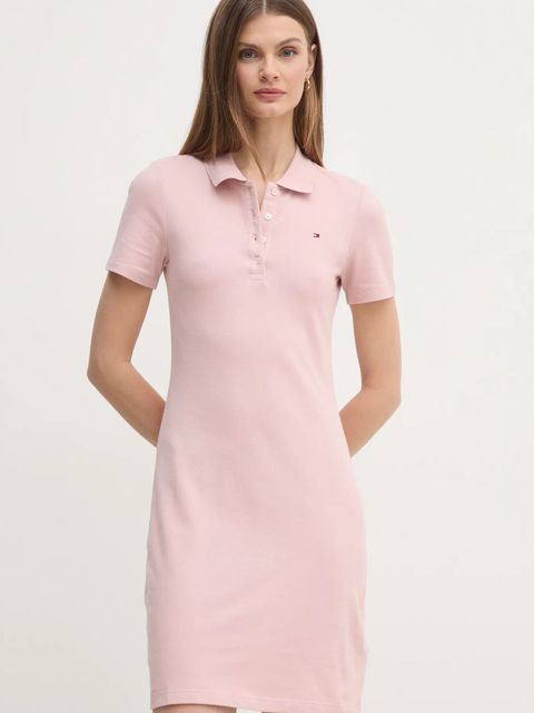 Tommy Hilfiger sukienka kolor różowy mini dopasowana WW0WW43228 - zdjęcie produktu nr 1