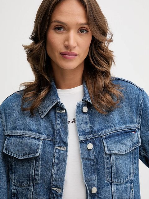 Tommy Hilfiger kurtka jeansowa kolor niebieski przejściowa WW0WW46485
