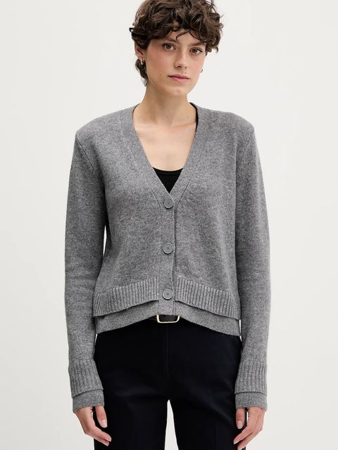 Sisley kardigan z dodatkiem wełny damski kolor szary lekki 122WL602S - zdjęcie produktu nr 1