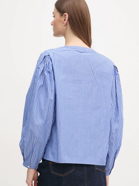 Tommy Hilfiger bluzka bawełniana damska kolor niebieski gładka WW0WW44059 - zdjęcie produktu nr 2