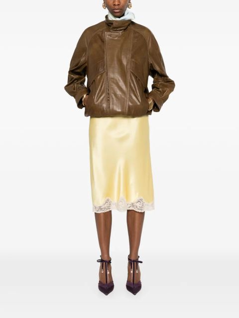 Saint Laurent lace-trim midi skirt - Yellow - zdjęcie produktu nr 2