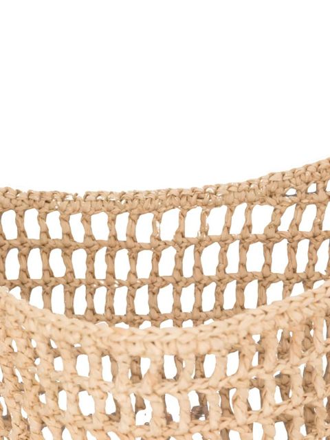 Saint Laurent Oxalis leather-trim woven tote bag - Neutrals