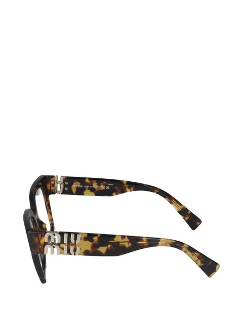 Miu Miu Eyewear tortoiseshell-effect logo-plaque glasses - Brown
