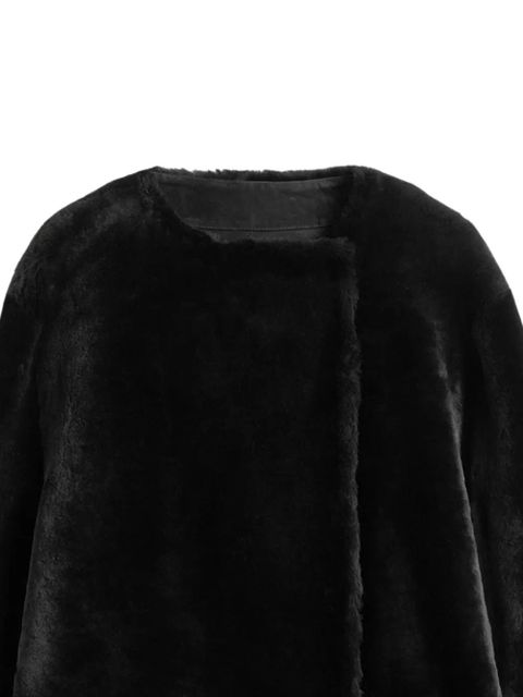 TOTEME shearling collarless coat - Black - zdjęcie produktu nr 2