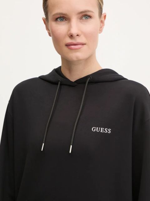 Guess bluza GELSEY damska kolor czarny z kapturem gładka V5RQ18 KCOB2