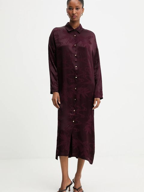 Answear.LAB sukienka kolor bordowy midi prosta - zdjęcie produktu nr 1