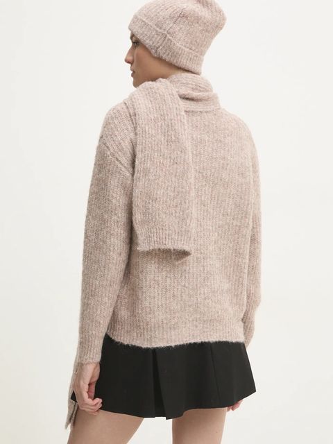 Answear.LAB sweter z wełną + szalik i czapka