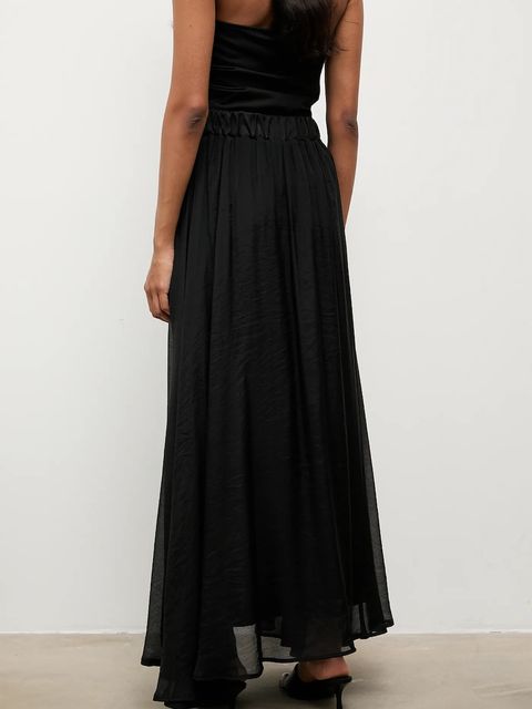 Answear.LAB spódnica z dodatkiem lyocellu kolor czarny maxi rozkloszowana