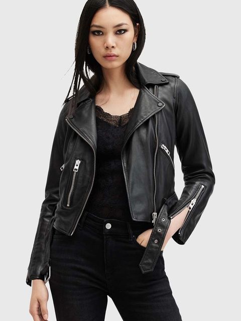 AllSaints kurtka skórzana BALFERN BIKER damska kolor czarny przejściowa W084LB - zdjęcie produktu nr 1