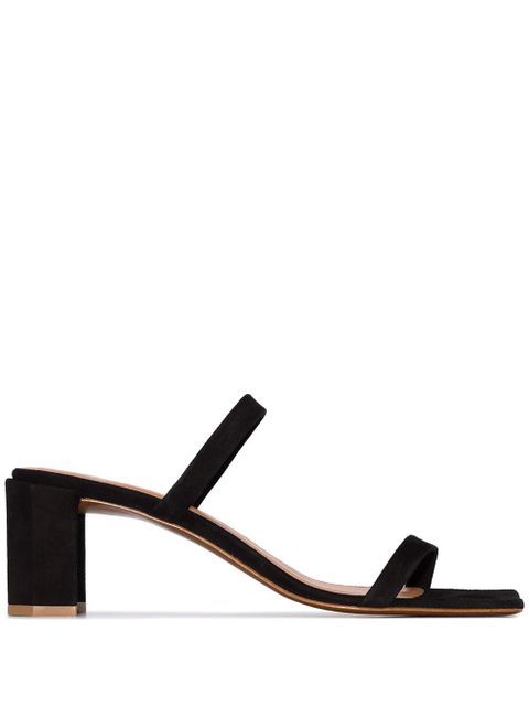 BY FAR black Tanya 65 double strap suede mules - zdjęcie produktu nr 1