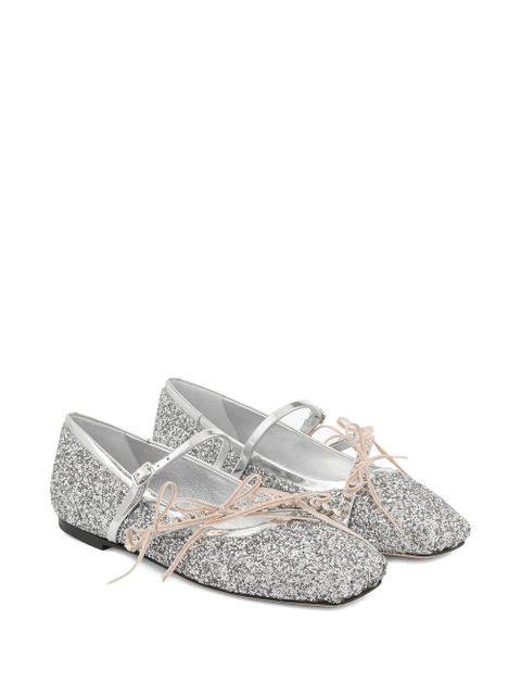 Jimmy Choo square-toe ballerina shoes - Silver