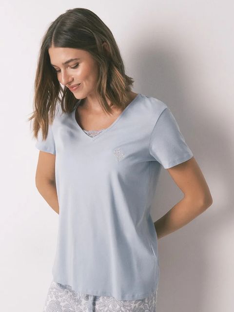 women'secret komplet piżamowy bawełniany damska kolor niebieski bawełniana 3592471