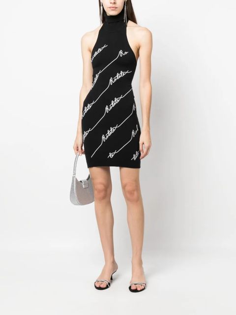 ROTATE BIRGER CHRISTENSEN sequin logo-embellished halterneck minidress - Black