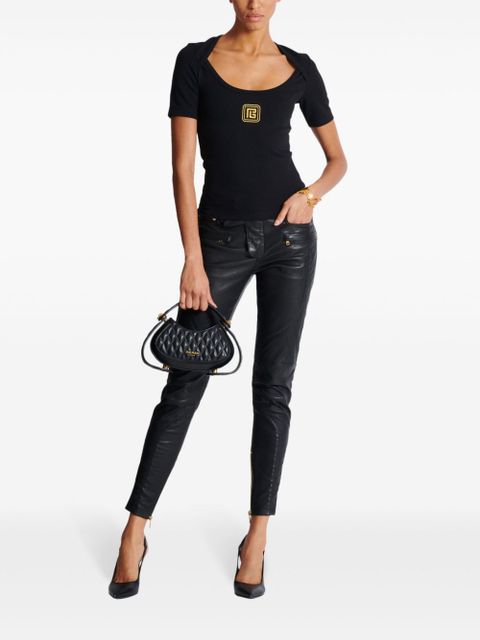 Balmain PB logo-embroidered T-shirt - Black