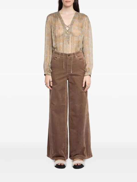 Zadig&Voltaire logo-patch wide-leg trousers - Brown