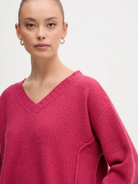 United Colors of Benetton sweter z dodatkiem wełny damski kolor różowy 126WD402Z