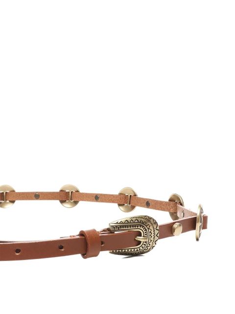 PINKO metallic-buckle studded leather belt - Brown