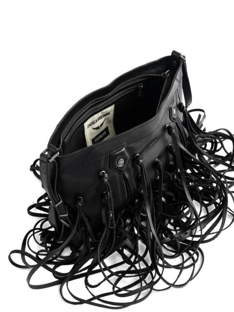Zadig&Voltaire leather-fringe clutch bag - Black