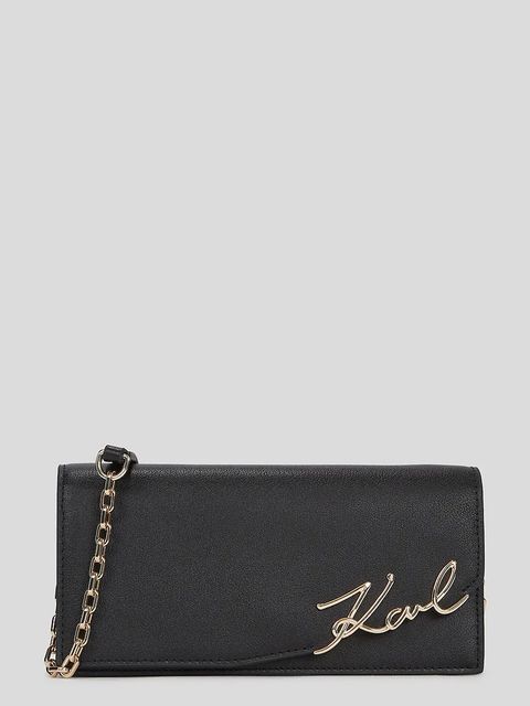 Karl Lagerfeld portfel skórzany K/SIGNATURE damski kolor czarny A3W32021 - zdjęcie produktu nr 1