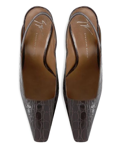 Giuseppe Zanotti 90mm Brendha crocodile-effect slingback pumps - Brown