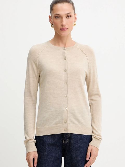 BOSS kardigan wełniany damski kolor beżowy lekki 50545031 - zdjęcie produktu nr 1