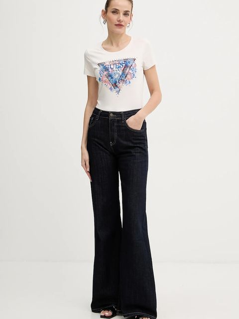 Guess t-shirt damski kolor beżowy W5BI29 J1314