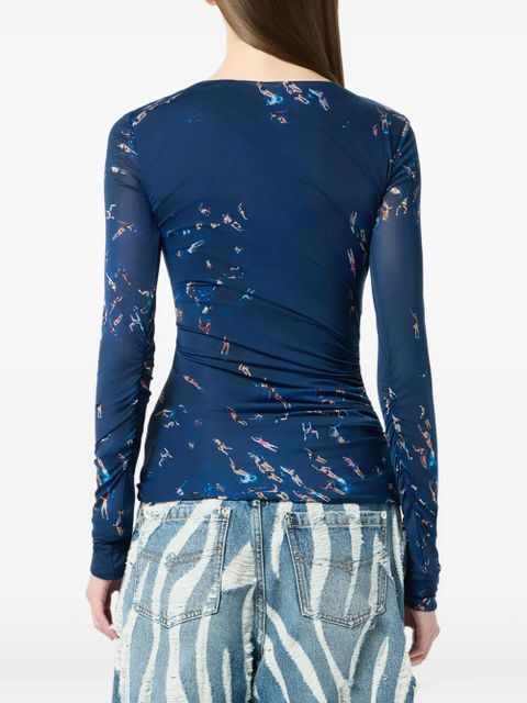 Blumarine ruched-detail T-shirt - Blue