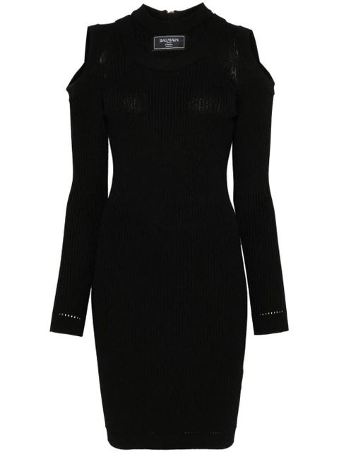 Balmain logo-patch mini dress - Black