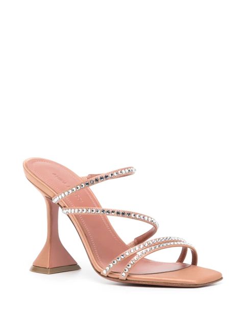 Amina Muaddi 100mm Naima crystal-embellished sandals - Brown