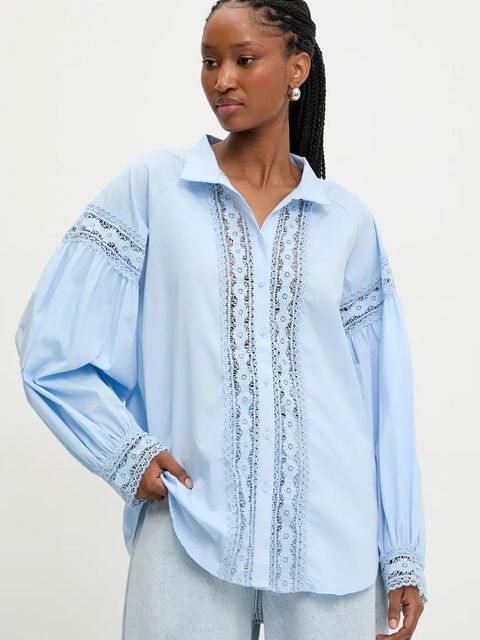 Answear.LAB koszula bawełniana damska kolor niebieski relaxed z kołnierzykiem klasycznym - zdjęcie produktu nr 1