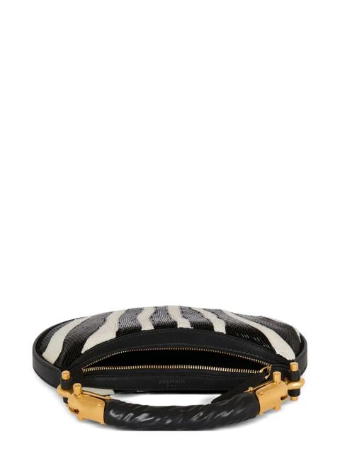 Balmain zebra-striped beaded shoulder bag - Black - zdjęcie produktu nr 2
