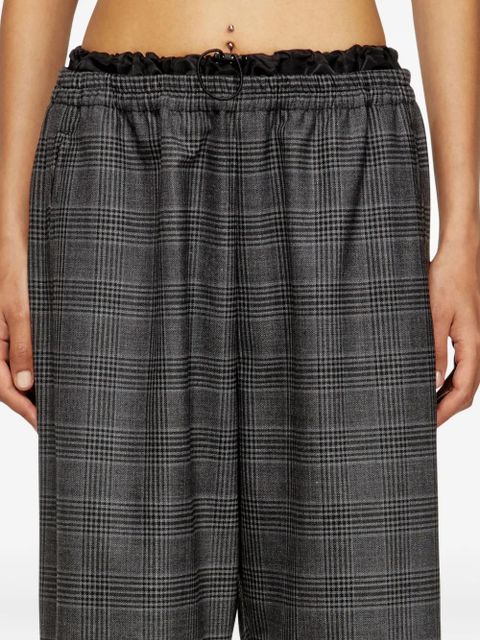 Diesel elastic-waist checked straight trousers - Black