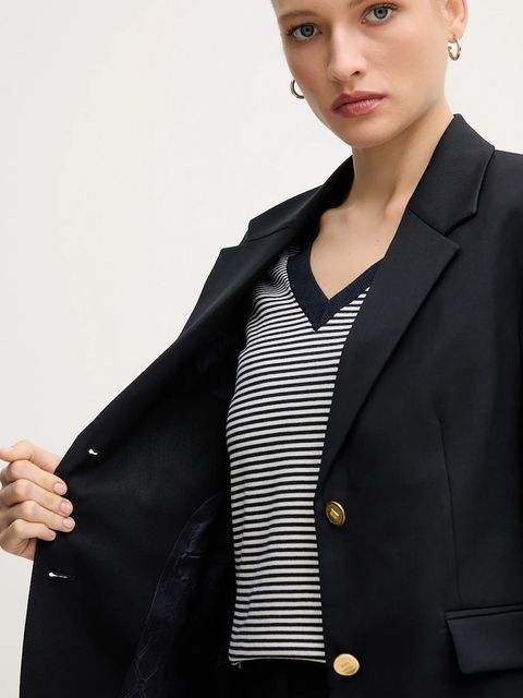 Tommy Hilfiger marynarka z dodatkiem wełny kolor granatowy jednorzędowa gładka WW0WW46662