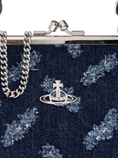 Vivienne Westwood Orb-pattern frayed denim tote bag - Blue