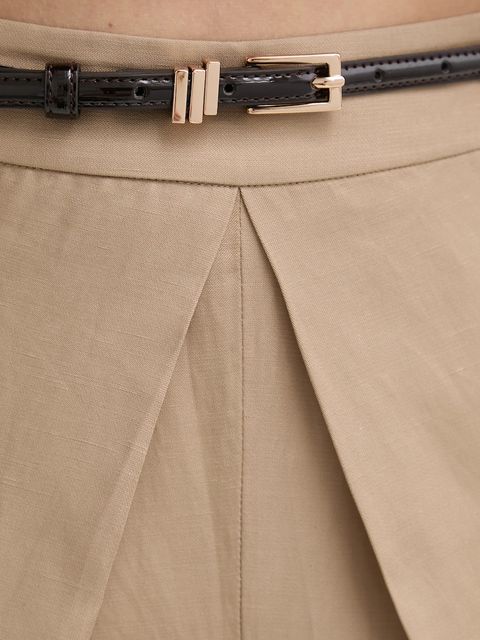 ISABELLE BLANCHE spodnie z domieszką lnu damskie kolor beżowy proste high waist IS25SS-P059-T004