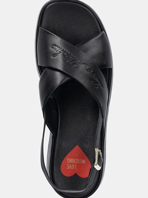 Love Moschino sandały skórzane damskie kolor czarny na platformie JA16187I0MIA0000