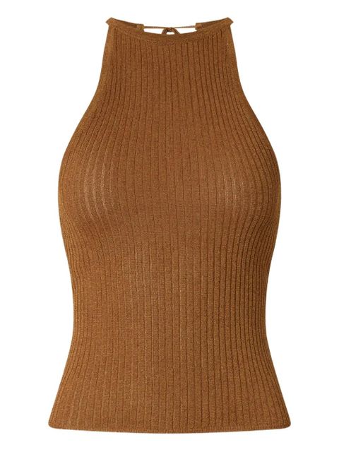 PINKO tie ribbed top - Brown - zdjęcie produktu nr 1