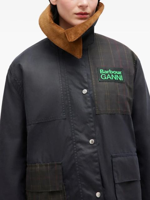 GANNI x Barbour corduroy-collar coat - Blue