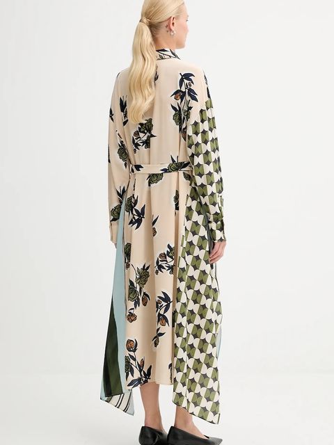 Weekend Max Mara sukienka jedwabna PASSO kolor beżowy mini rozkloszowana 2525226022600