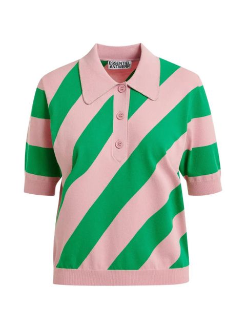 Essentiel Antwerp striped polo top - Pink - zdjęcie produktu nr 1