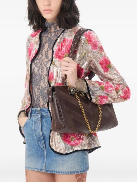Valentino Garavani Panthea shoulder bag in nappa leather with Chevron pattern - Brown - zdjęcie produktu nr 2