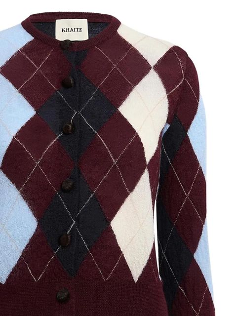 KHAITE Charli argyle-button cardigan - Red - zdjęcie produktu nr 2