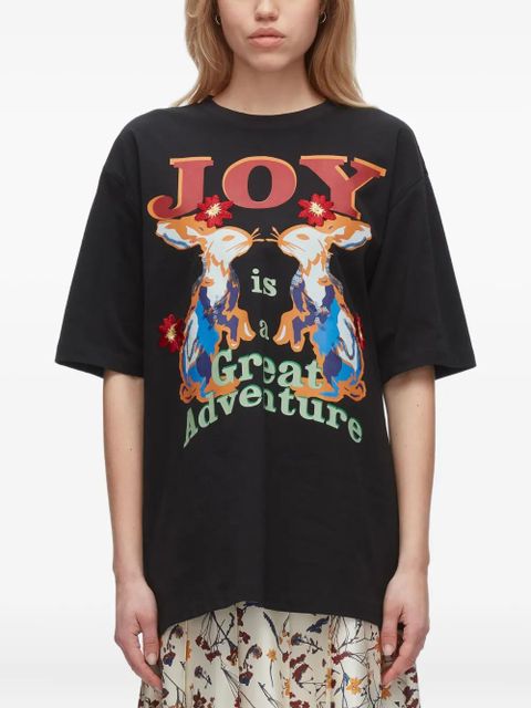3.1 Phillip Lim graphic-print floral-embroidery T-shirt - Black
