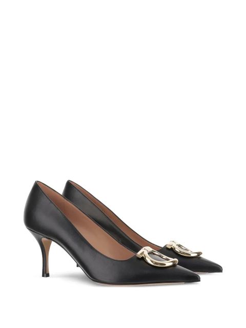 Ferragamo 70mm Maxi Gancini leather pumps - Black - zdjęcie produktu nr 2